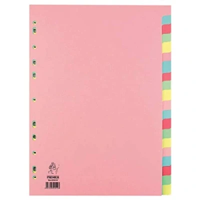 Image of A4 Manilla Divider 20 Part Pink with Multi Colour Tabs WX01517+ Finchley Pen Free