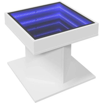 Image of vidaXL Coffee Table with LED White 50x50x45 cm Engineered Wood
