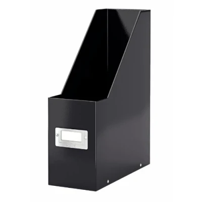 Image of Leitz Magazine File holder, A4, Cardboard Document Storage Box with Label, Foldable for Home, Office &amp; School, Click and Store Range 60470095 Black