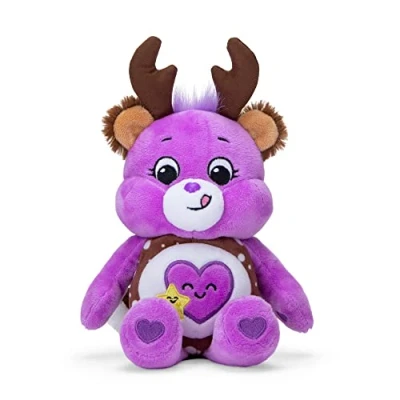 Image of Care Bears 22cm Bean Plush Take Deer, Collectable Cute Soft Toy, Reindeer Cuddly Toy for Boys and Girls, Small Bear Teddy, Plushie Children Ages 4 5 6 7 +, Purple with Antlers