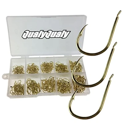 Image of 3# 12# Assortment Eyeless Fishing Hooks Barbed Sea Saltwater Freshwater Golden Bronze For Carp Bass 500 Pcs/Set