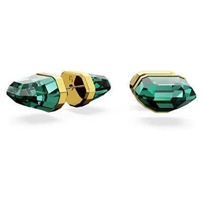 Image of Swarovski Lucent stud earrings, Green, Gold tone plated