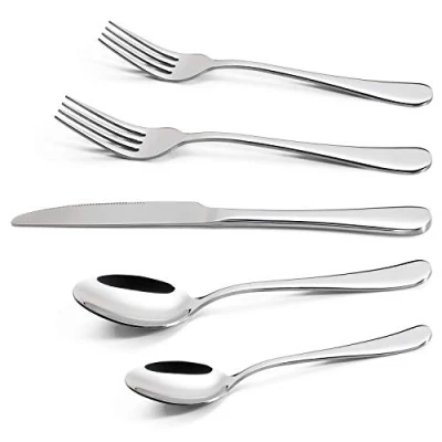 Image of Vinsani 20 Piece Stainless Steel Cutlery Silverware Flatware Home Use Tableware Dinnerware Set Knife Fork Spoon Dessert Spoon, Service for 4 People, Mirror Polished Dishwasher Safe Easy Clean