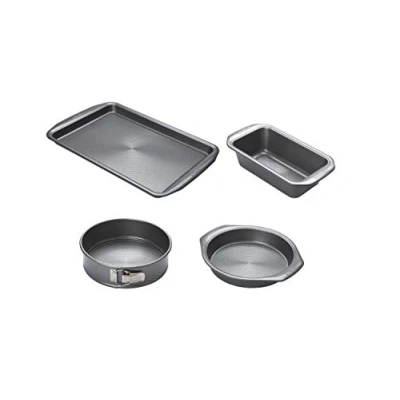 Image of Circulon Momentum Bakeware Set of 4 with Baking Tray, Loaf Tin, Springform Cake Tin &amp; Round Grey Steel, Dishwasher Safe