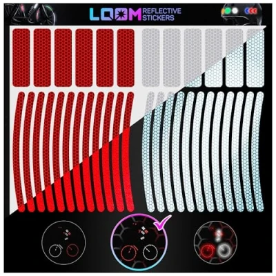 Image of Reflective Stickers for Bikes 36pc (g red) Waterproof, High Visibility Bike Flat Surfaces Nighttime Safety Helmet,Bicycle &amp; Motorcycle Adhesive Bicycle Reflectors