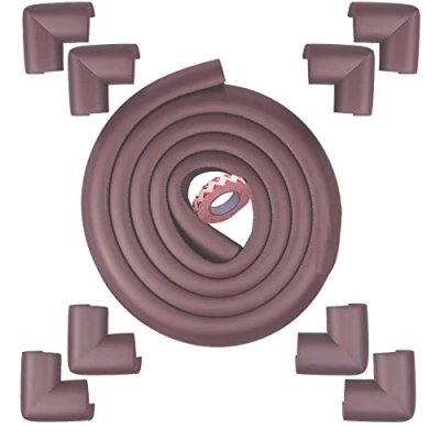 Image of Fairy Baby Safety Edge &amp; Corner Guards Colorful Childproofing Protection(19.7ft Guard+8 Guards) (Brown 6M)