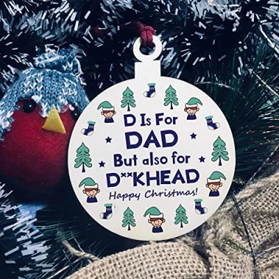 Image of Red Ocean Rude Christmas Bauble Gift For Dad Novelty Gifts Men Tree Decorations Him