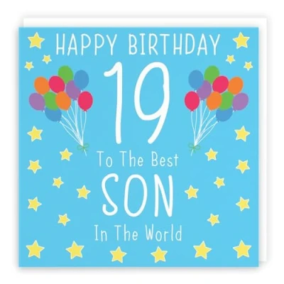 Image of Hunts England Son 19th Birthday Card Happy 19 To The Best In World Iconic Collection Fun Colourful