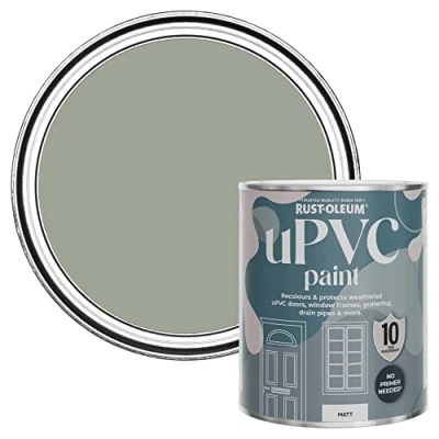 Image of Rust Oleum Green uPVC Door and Window Paint in Matt Finish Tea Leaf 750ml
