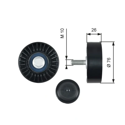 Image of 03F145276 Idler Pulley GATES T36485 PowerGrip AUDI: A3 Sportback, Hatchback, VOLKSWAGEN: Polo V GOLF 6, SKODA: Yeti