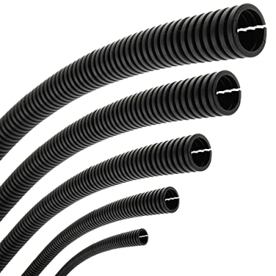 Image of SeKi Flexible Corrugated Pipe Inner Diameter 7.0 mm 10 m Slotted Open Marten Protection Empty Tube Cable Sheath Black