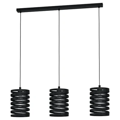 Image of EGLO Cremella pendant light, length 94 cm, black, 3 bulb, steel
