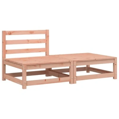 Image of vidaXL Solid Douglas Wood Outdoor Garden Sofa with Footstool Armless Seating Solution for Patio, Terrace, and Brown Weatherproof Lounge Set