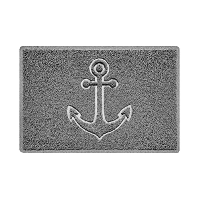 Image of Nicoman Anchor Embossed Shape Door Mat Dirt Trapper Jet Washable Doormat (Use Outdoor ONLY) (60x40cm/23.6x15.7inches, Small) Grey