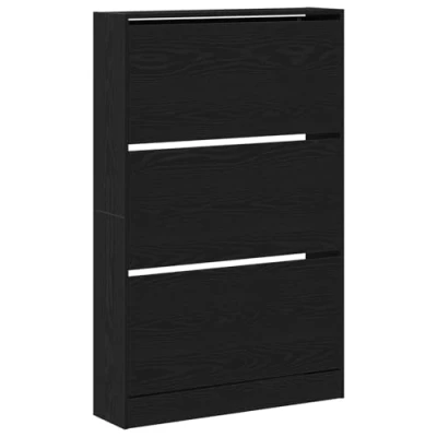 Image of vidaXL Melamine Shoe Rack, Black, 80 x 21 125.5 cm