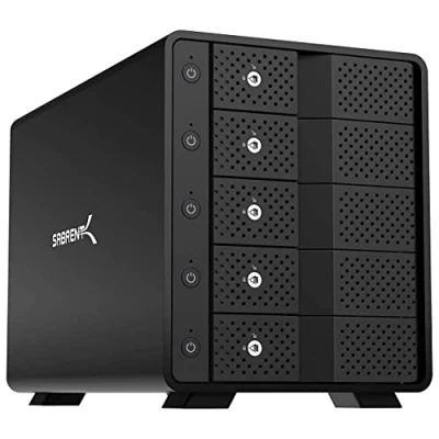 Image of SABRENT 5 bay hard drive docking station, SSD HDD 2.5 3.5 inch SATA case dock, external enclosure, offline cloning, ON/OFF switches, tool free, USB cables type A &amp; C included (DS SC5B)