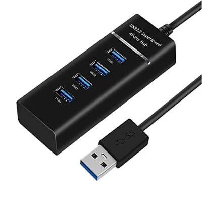 Image of Ultra Slim USB Hub 3.0 Multi Splitter High Speed 4 Port Desktop/Laptop Adapter for iMac, Surface Pro, Flash Drives, Mobile HDD, Xbox Data Extension
