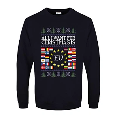 Image of Grindstore Men&#039;s All I Want for Christmas is EU Navy Blue Jumper
