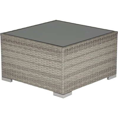 Image of Outsunny Patio Rattan Coffee Table Ready to Use Outdoor Furniture Suitable for Garden Backyard, Grey