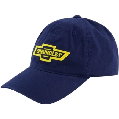 Image of Concept One Unisex&#039;s Chevrolet Dad Hat, Logo Cotton Adjustable Baseball Cap with Curved Brim, Navy, Size