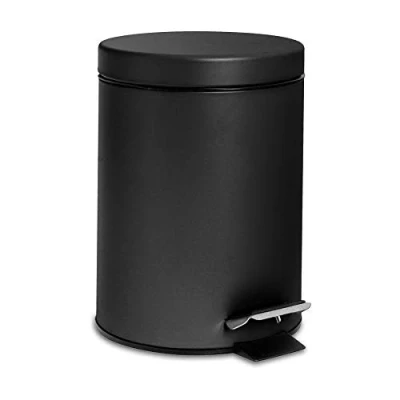 Image of Black Matt 3L Round Stainless Steel Bathroom Pedal Bin By Harbour Housewares