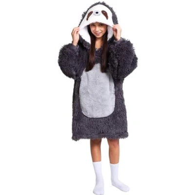 Image of Cuddle Kids Medium Blanket Hoodie Sloth 7 12 years