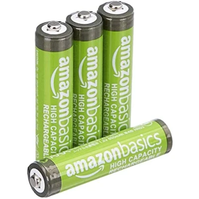 Image of Amazon Basics AAA High Capacity Rechargeable Batteries, NiMh, Pre charged Pack of 4 (Appearance may vary)