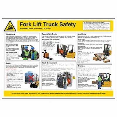 Image of V Safety forklift Truck Wallchart A2 Poster 594 x 420 mm Standard Sign