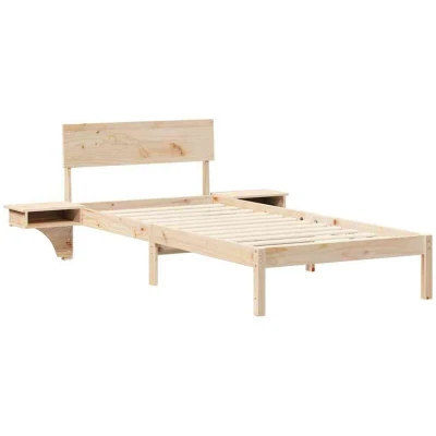 Image of Bed Frame with Bedside Tables Brown 90 x 190 cm Solid pine wood Vidaxl