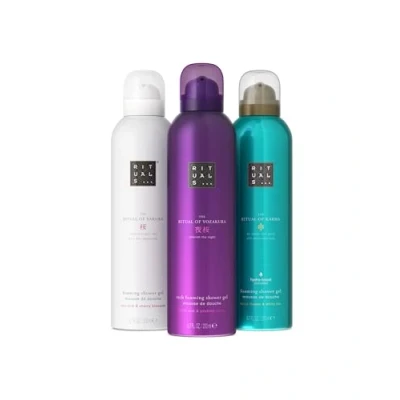 Image of RITUALS Shower Foam Value Gift Pack, Luxury Hydrating Gel Set with Cherry Blossom and Rice Milk, White Tea Lotus Flower, Yoshino Black Rice, 3 x 200ml