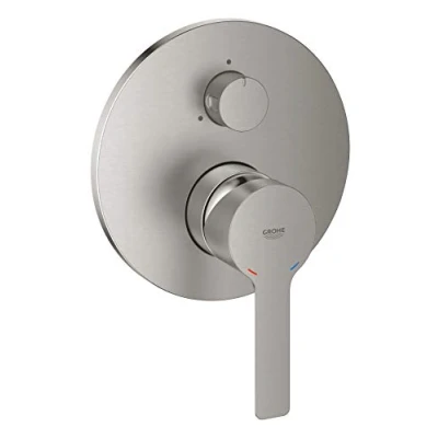 Image of GROHE Lineare Single Lever Shower/Bath Mixer Trim Set, 3 Way Diverter, Concealed Installation, Stainless Steel Look, 24095DC1