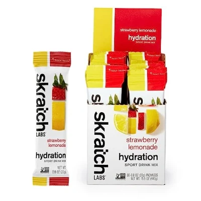 Image of Skratch Labs Hydration Packets Drink Mix, Strawberry Lemonade (0.8 Ounce Pack of 20)