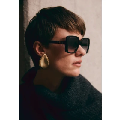 Image of Gucci GG Oversized Square Acetate Sunglasses Sunglasses, Women&#039;s, Size: 56, Black/grey