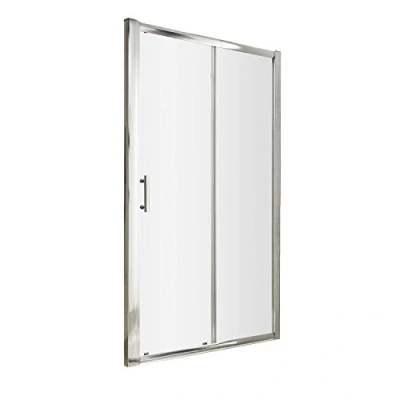 Image of Nuie AQSL17 Pacific ǀ Modern Bathroom 6mm Safety Glass Single Sliding Door Shower Enclosure, 1700mm, Polished Chrome, Clear