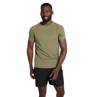 Image of Mountain Warehouse Endurance Mens T Shirt Breathable Tee, UPF50 Protection, Lightweight Shirt, Comfortable &amp; Quick Drying Top for Gym, Travelling, Running Light Khaki 4XL