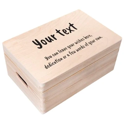 Image of Creative Deco Personalised Any Text Gifts for Women, Men, Girls or Boys Unique Wish Custom Gift Box Customised Wooden Storage with Hinged Lid Perfect as a Keepsake Decoration