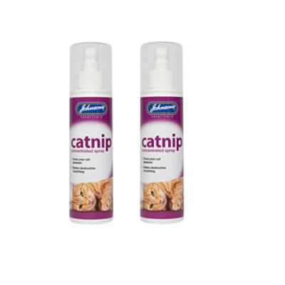 Image of 2 PACK JOHNSONS CATNIP CONCENTRATED SPRAY CAT KITTEN PLEASURE PLAY TOYS 150ML