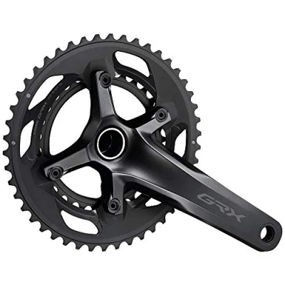 Image of Shimano GRX FC RX600 chainset 46/30, double, 11 speed, 2 piece design, 175 mm 46/30 teeth, Black,EFCRX600112EX60