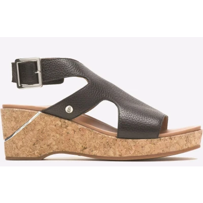 Image of Hush Puppies Women&#039;s Maya Ankle Strap Wedge Sandal, Black, 4 UK