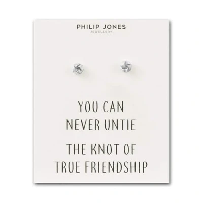 Image of Philip Jones Silver Plated Love Knot Earrings with Quote Card