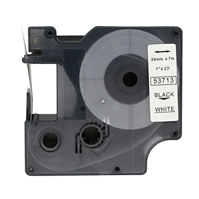 Image of Fassport 1 Pack Black on White Label Tape Compatible for DYMO D1 53713 24mm 1&quot;