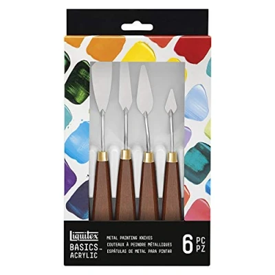 Image of LIQUITEX Basics Knife Set with Rustproof Elastic Metal Blade for Acrylic Oil Paints 6 Palette Knives, None