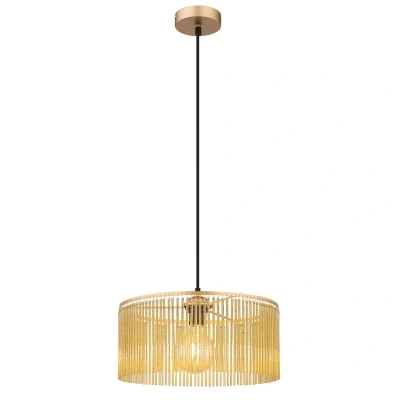 Image of Leeds Cylindrical Pendant Ceiling Light Gold Colours Antique 1x E27