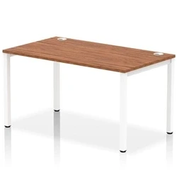 Image of Impulse Bench Single Row 1400 White Frame Office Desk Walnut
