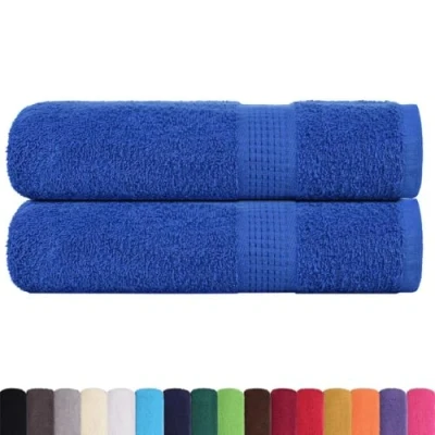 Image of vidaXL Shower Towels Set 100% Cotton, 70x140 cm, 2 Pcs Blue, 360 gsm, OEKO TEX Certified, Multipurpose Absorbency, Hanging Loop, Machine Washable Bath Sheets
