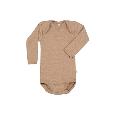 Image of DILLING Baby bodysuit w/long sleeve organic merino wool Caramel melange 86