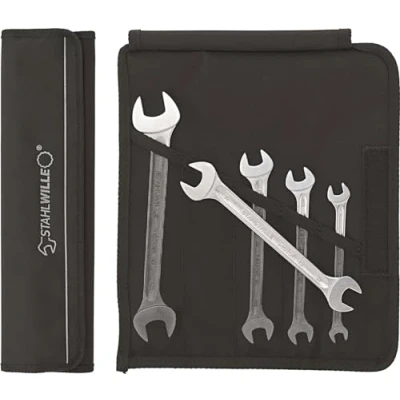 Image of Stahlwille No. 10/5 Double Open Ended Spanner Motor Set Metric Sizes 8 19 mm Chrome Alloy Steel Plated 5 Piece