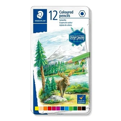 Image of STAEDTLER 146C M12 Design Journey Colouring Pencils Assorted Colours (Tin of 12)