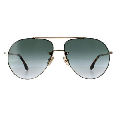Image of Victoria Beckham Aviator Womens Gold Green Gradient VB213S Metal One Size