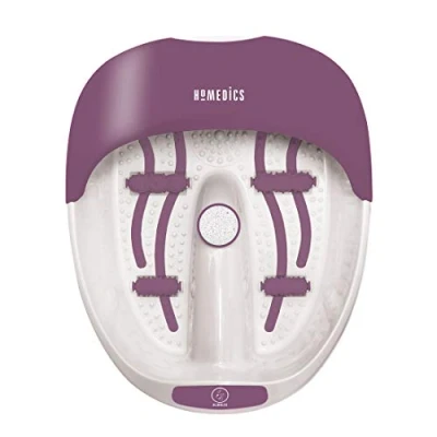 Image of HoMedics Luxury Foot Spa &amp; Nail Kit Pedicure Set, Brush, Cuticle Scissors, Cleaner/Cuticle Pusher, Bamboo Pushers, Emery Board, Toe Separators (Purple)